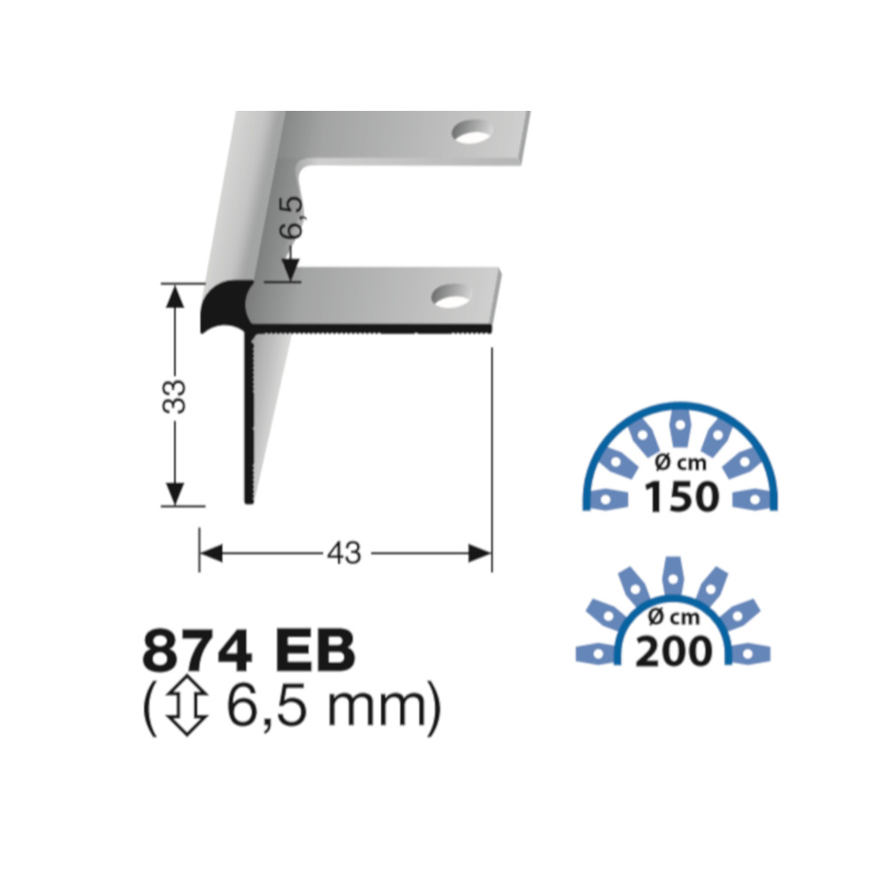 Küberit biegbares Treppenkantenprofil Typ 874 EB, 500 cm, silber (F4)