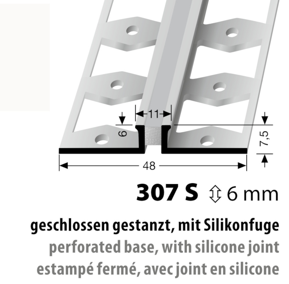 Küberit Alu Dehnungsprofil Typ 307 S, silber, 6 mm