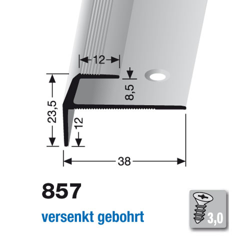 Küberit Deko-TK Treppenkante Typ 857, 500 cm, edelstahloptik (F2)