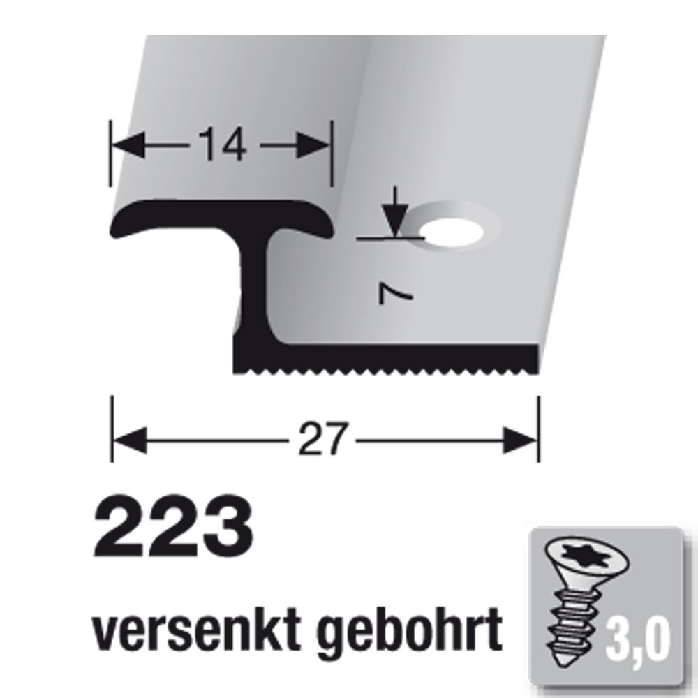 Küberit Doppel-Einfassprofil Typ 223, 270 cm, Messing poliert (F7)