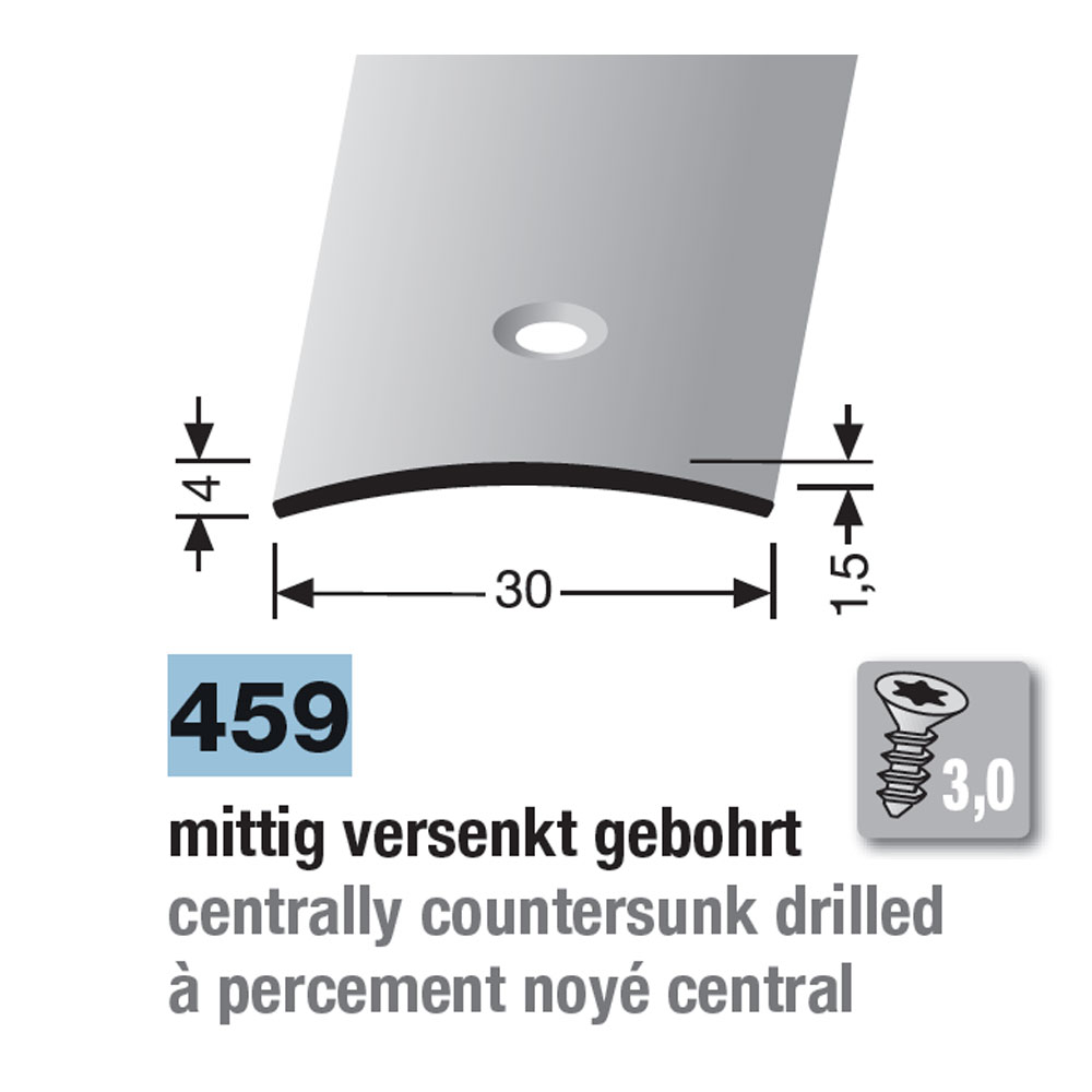 Küberit Alu Übergangsprofil 30 mm, Typ 459, 100 cm, edelstahloptik f.g. (F2G)