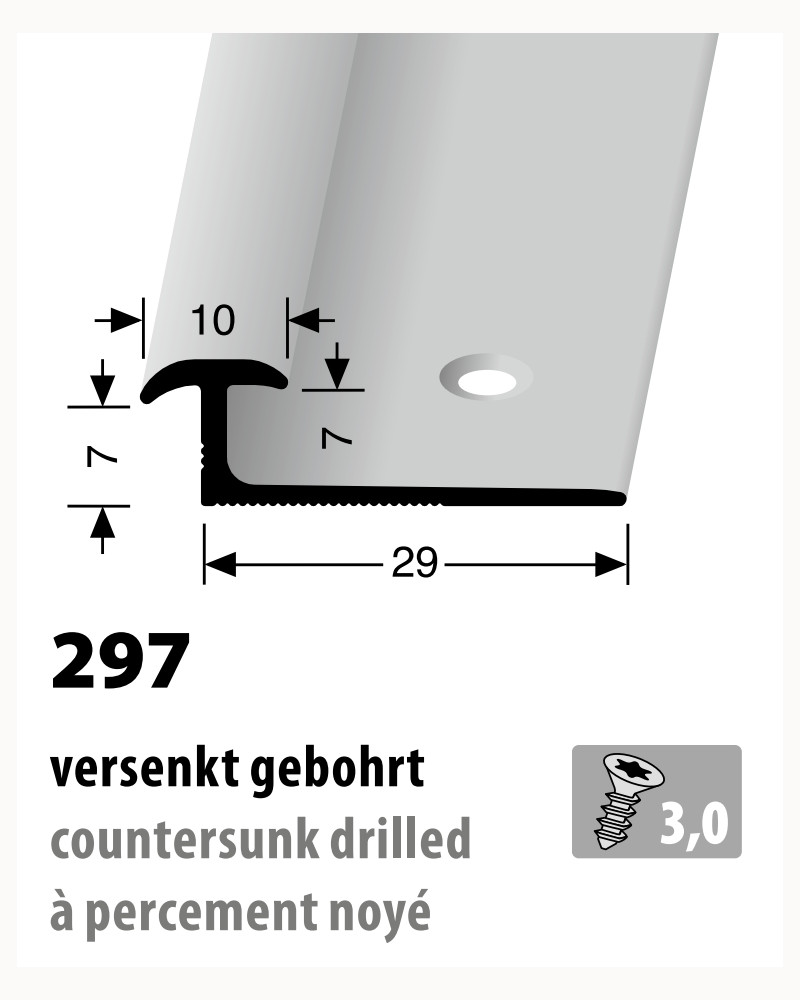 Küberit Doppel-Einfassprofil, Typ 297, 270 cm, silber (F4)