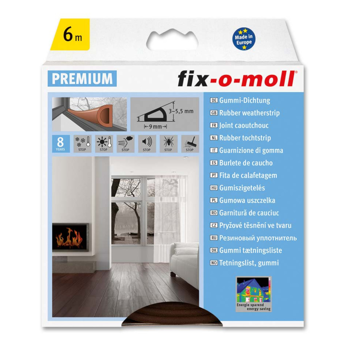 fix-o-moll D-Profildichtung braun 6 m, 6 x 9 mm fix-o-moll D-Profildichtung braun 6 m, 6 x 9 mm