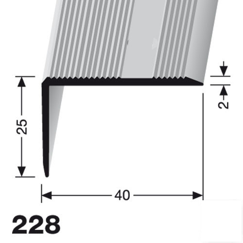 Küberit Alu Winkelprofil Typ 228 U, 40 x 25 mm, ungebohrt Küberit Alu Winkelprofil Typ 228 U, 40 x 25 mm, ungebohrt