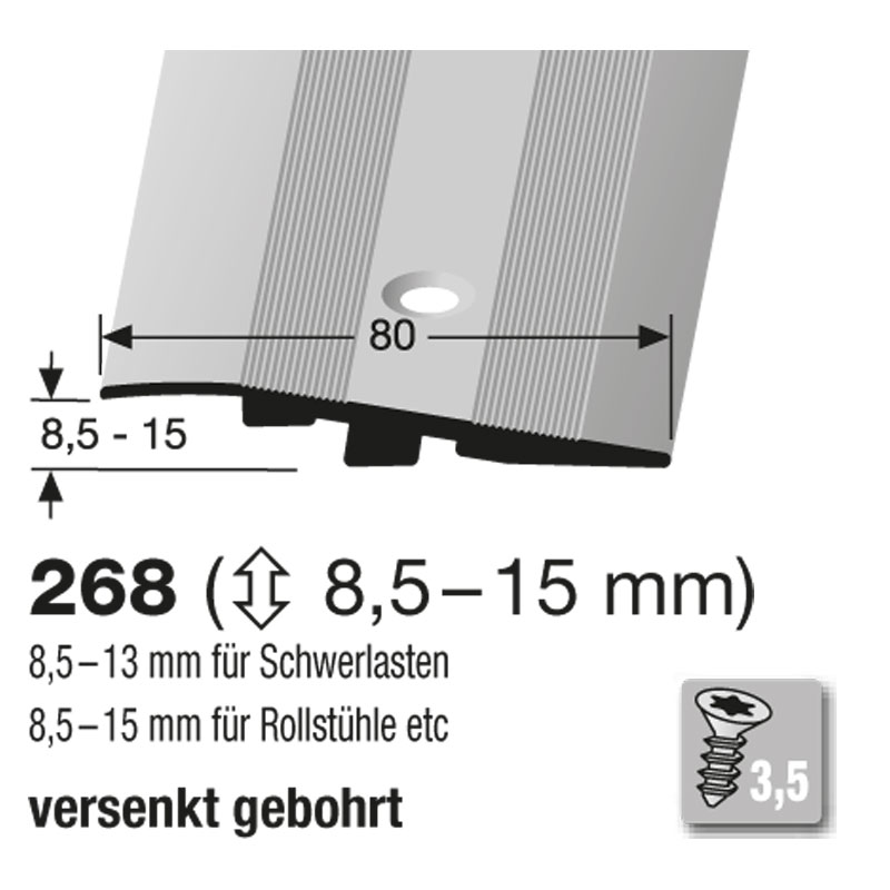 Küberit Alu Rampenprofil Typ 268, 270 cm, silber (F4)