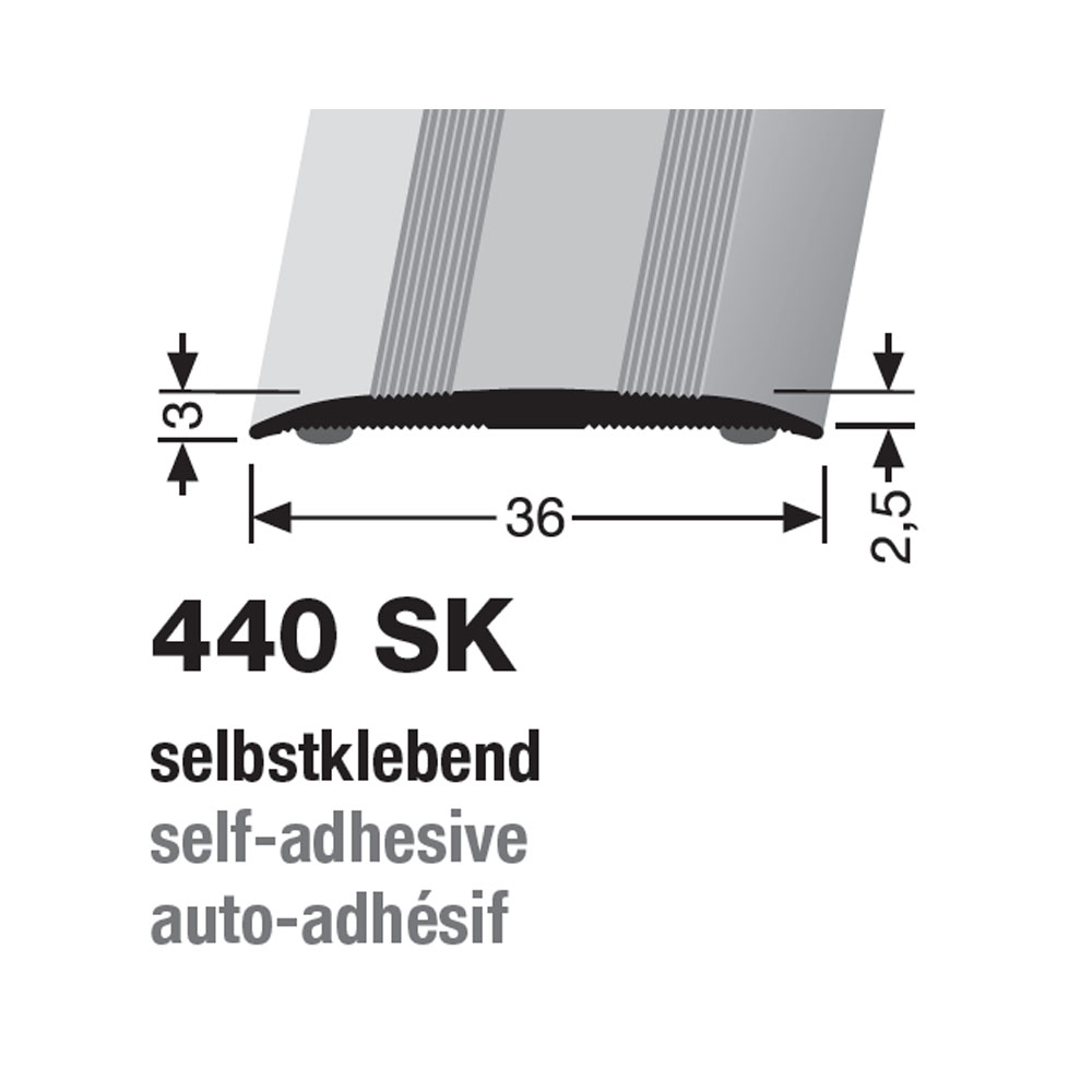 Küberit Übergangsprofil 36 mm Typ 440 SK, verschiedene Farben Küberit Übergangsprofil 36 mm Typ 440 SK, verschiedene Farben