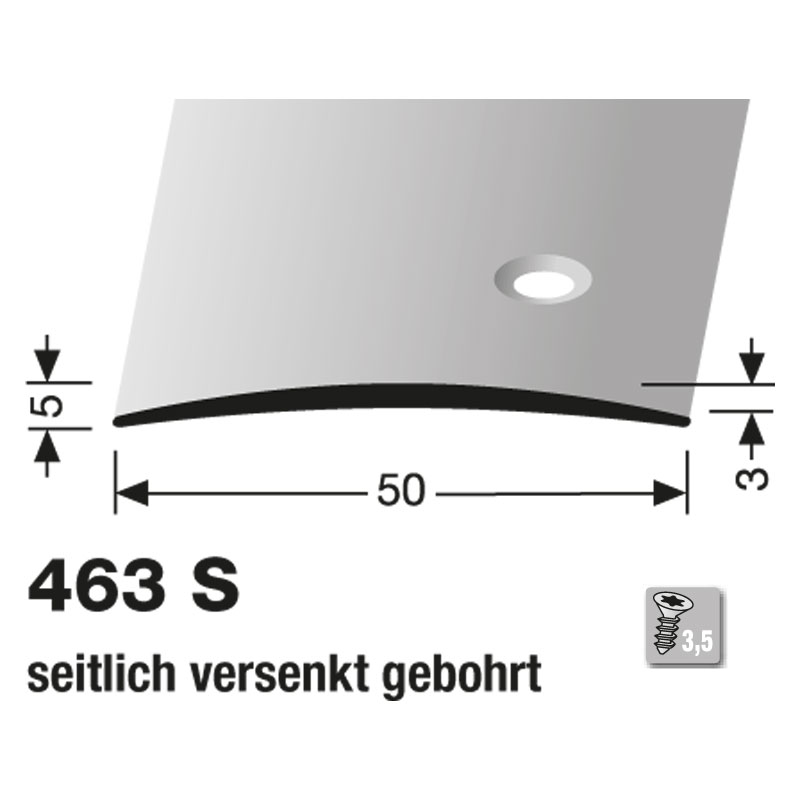 Küberit Alu Übergangsprofil 50 mm Typ 463 S, 100 cm, silber (F4)