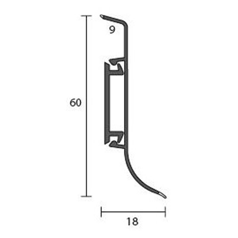 BOLTA Klemm-Sockelleiste 60 mm 500 cm, schwarz (0111)