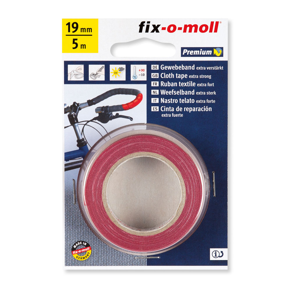 fix-o-moll Gewebeband, extra verstärkt, 5 m x 19 mm, rot