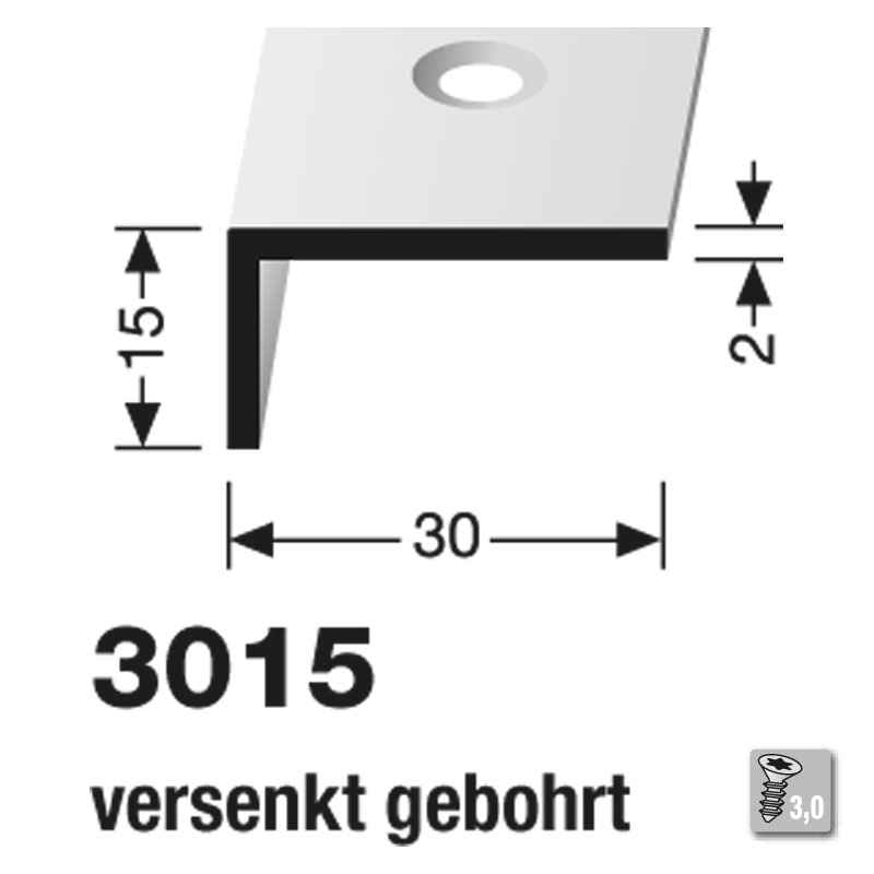Küberit Winkelprofil Messing,15 x 30 mm, Typ 3015