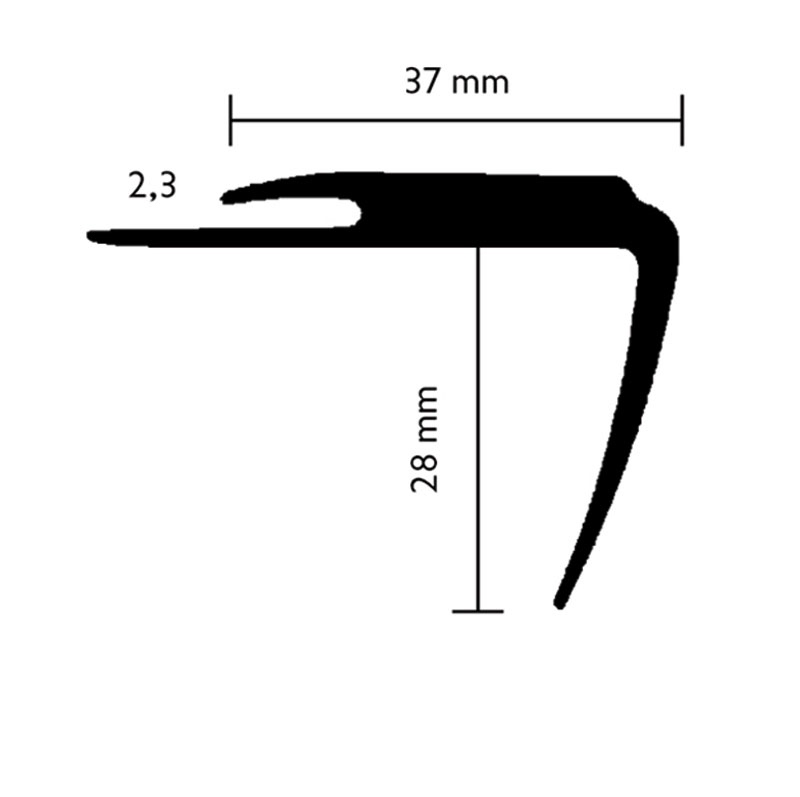 Döllken PVC Treppenkante TKE 37/28/2,3, 450 cm, schwarz (0110) Döllken PVC Treppenkante TKE 37/28/2,3, 450 cm, schwarz (0110)