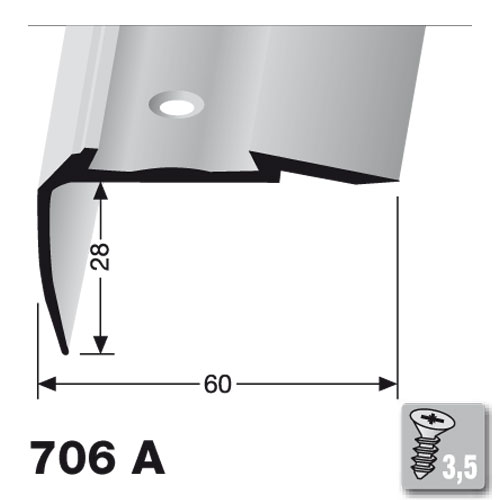 Küberit Treppenkantenprofil Typ 706 A, 500 cm, silber (F4), inkl. Schrauben & Dübel