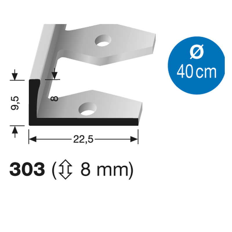 Küberit E-B Fliesenabschlussprofil Typ 303 250cm, 8mm, natur Küberit E-B Fliesenabschlussprofil Typ 303 250cm, 8mm, natur