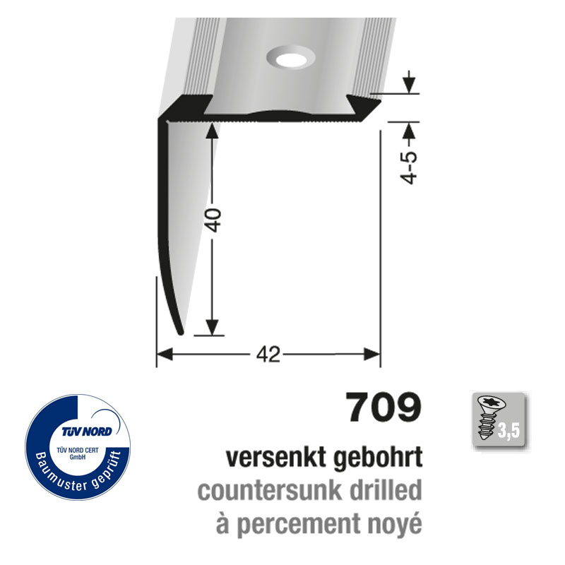 KÜBERIT Alu Kombi-Treppenkante Typ 709 40x42mm, 500cm, gold (F5)