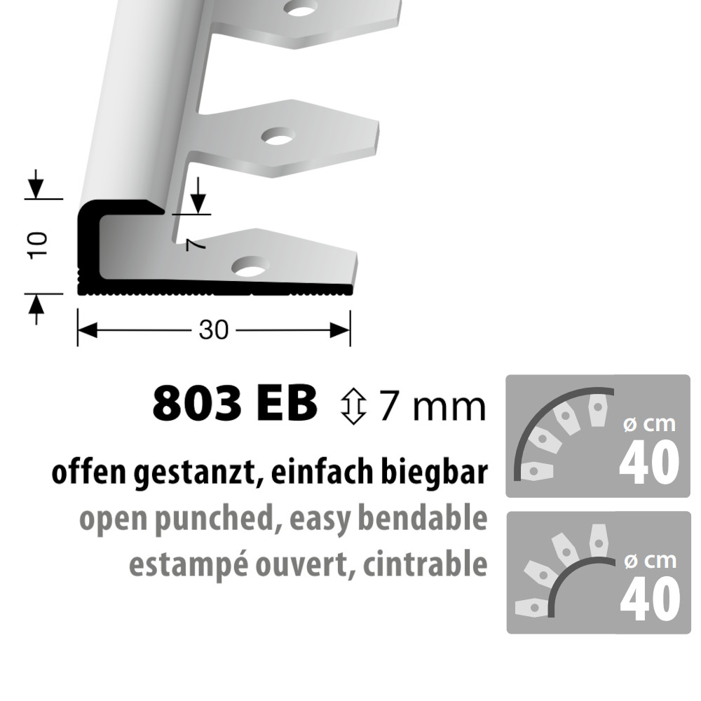 Küberit Alu Einfassprofil Typ 803 EB, 250 cm, silber (F4)