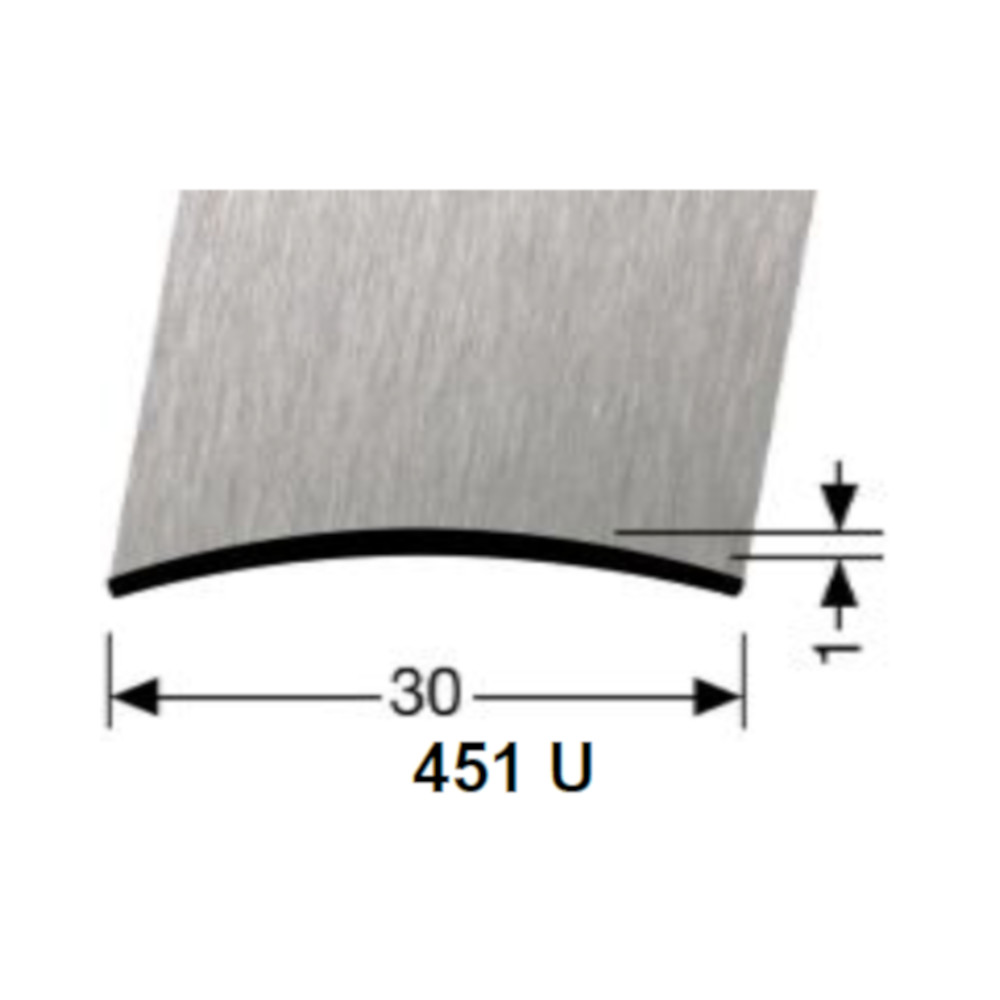 KÜBERIT Übergangsprofil 30mm, T451U 270cm,Edelstahl gebürstet(F8G)