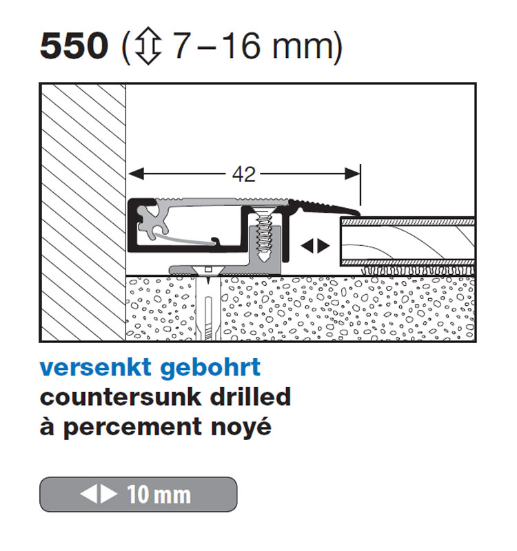 Küberit Abschlussprofil PPS®-Magic Typ 550, 270 cm, silber (F4)