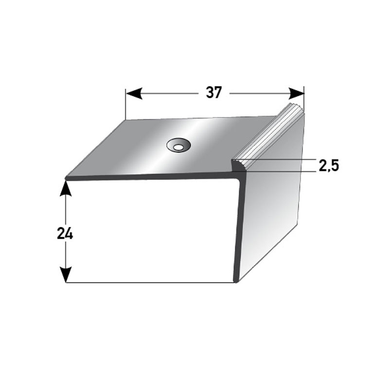 AUER Alu Treppenkantenprofil Typ 384, 24 x 37 x 2,5 mm, SB, 270 cm, silber AUER Alu Treppenkantenprofil Typ 384, 24 x 37 x 2,5 mm, SB, 270 cm, silber