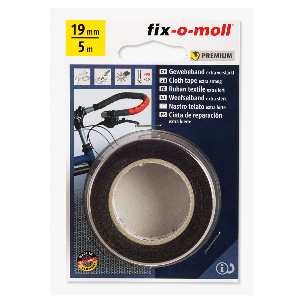 fix-o-moll Gewebeband, extra verstärkt, 5 m x 19 mm, schwarz fix-o-moll Gewebeband, extra verstärkt, 5 m x 19 mm, schwarz