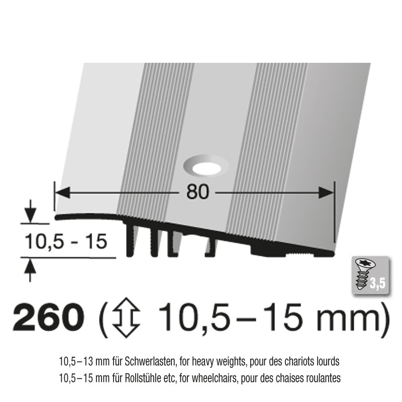 Küberit Alu Rampenprofil Typ 260, 270 cm, silber (F4) Küberit Alu Rampenprofil Typ 260, 270 cm, silber (F4)