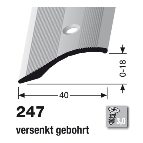 Küberit Abschlußprofil Typ 247, 0-18 mm, 100 cm, poliert (F3)