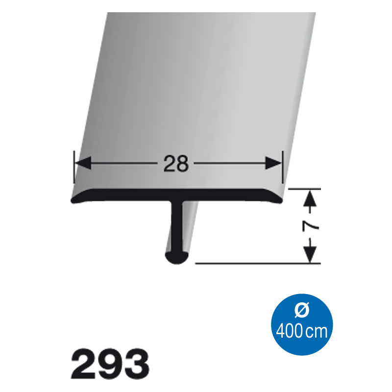 Küberit biegbares T-Profil Typ 293, 270 cm, edelstahloptik (F2G) Küberit biegbares T-Profil Typ 293, 270 cm, edelstahloptik (F2G)