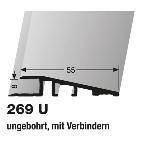 Küberit Rampenprofil ungelocht, Typ 269 U, 300 cm, silber (F4)