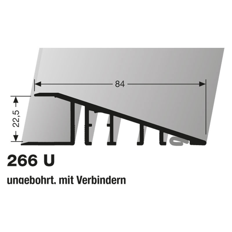 Küberit Alu Rampenprofil Typ 266 U, 315 cm, silber (F4)