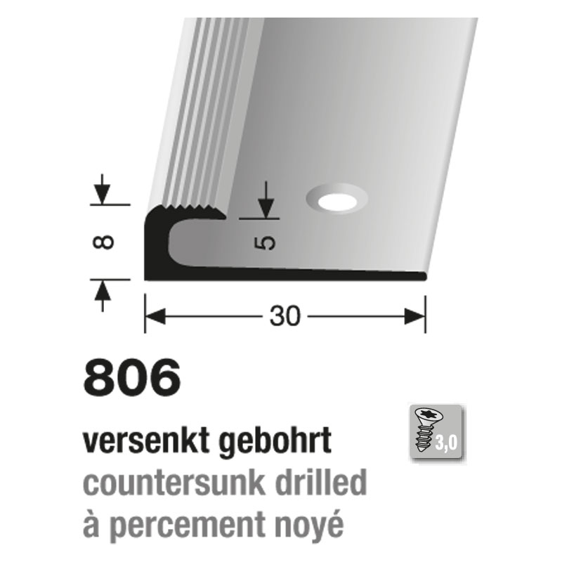 Küberit Alu Einfassprofil Typ 806, 250 cm, edelstahloptik (F2)