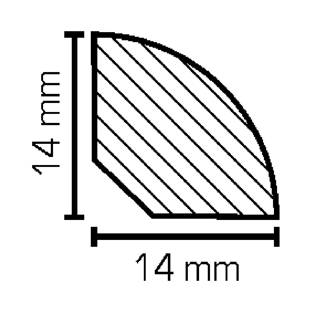 SÜDBROCK Viertelstab 14 x 14 mm, Buche gedämpft lackiert VE = 100m