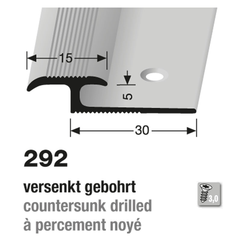 Küberit Alu Doppel-Einfassprofil Typ 292, 270 cm, edelstahloptik (F2)