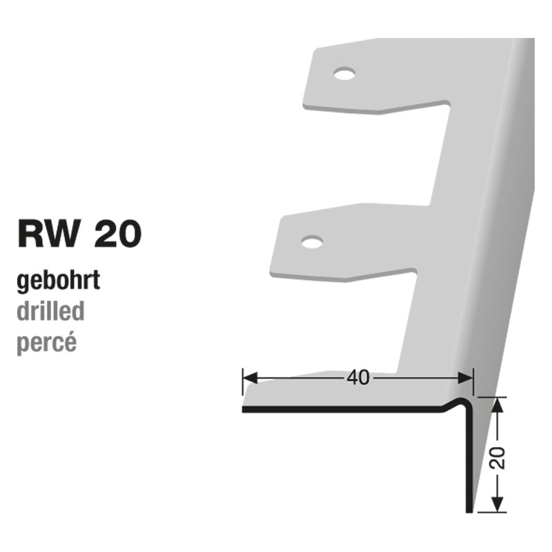 Küberit Reparaturwinkel mit 20 mm Nase für Holzstufen, 100 cm, VE á 50 Stck