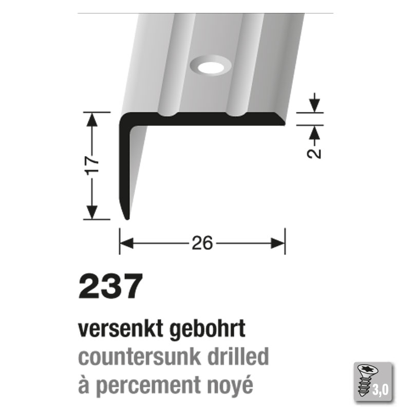 Küberit Abschlussprofil Typ 237, 250 cm, Reinmesssing (F7)