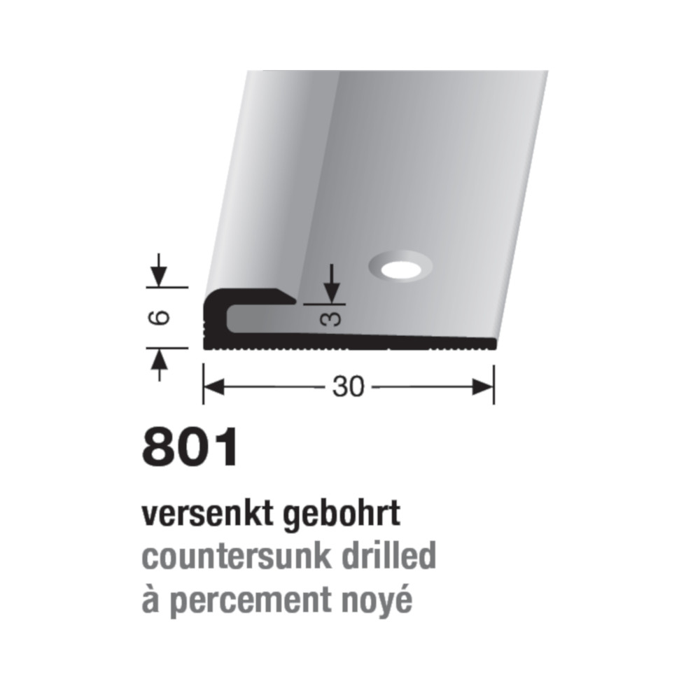 Küberit Einschubprofil Typ 801, 3 mm, 250 cm, edelstahloptik f.g. (F2G)