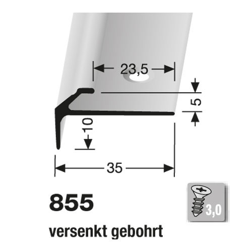 Küberit Treppenkantenprofil Typ 855, 250 cm, Reinmessing (F7) Küberit Treppenkantenprofil Typ 855, 250 cm, Reinmessing (F7)