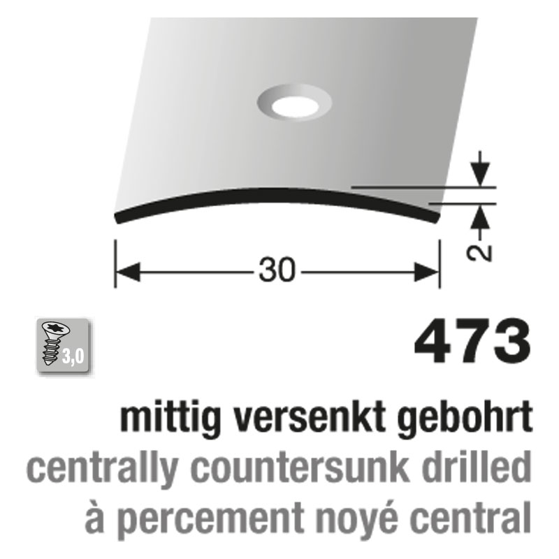 Küberit Übergangsprofil Typ 473, 500 cm, edelstahl poliert (F8)