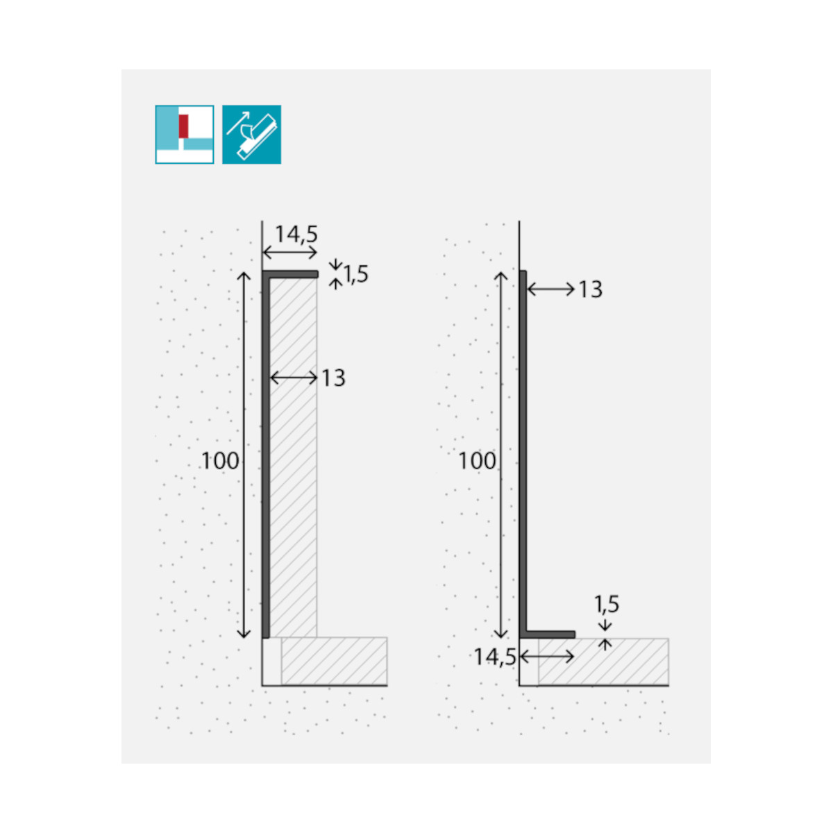 PRINZ Aluminium Winkel-Sockelleiste Nr. 388, 14,5 x 100 mm