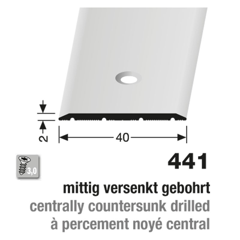 KÜBERIT Alu Übergangsprofil 40 mm 500 cm, poliert (F3)