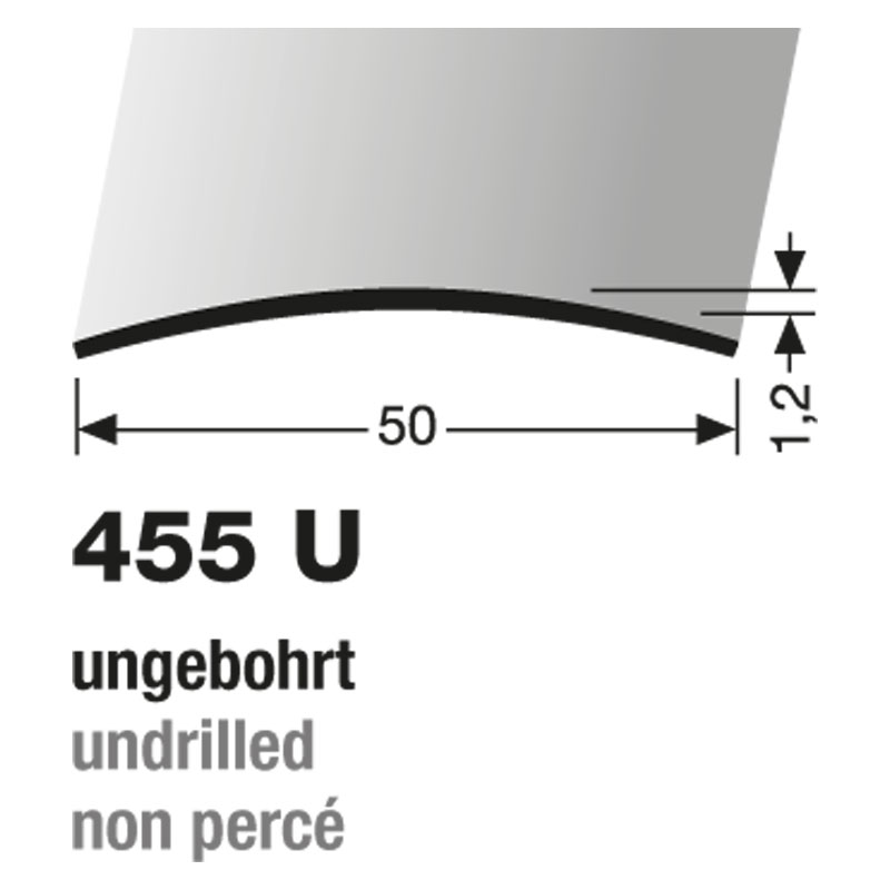 Küberit Übergangsprofil gewölbt 50 x 1.0 mm, Typ 455 U,