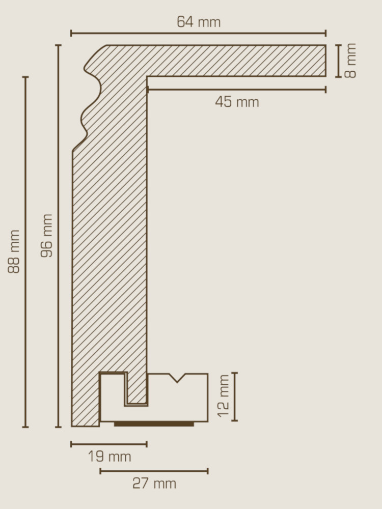 SÜDBROCK MDF Rohrabdeckleiste, HH-Profil mit Grundierfolie weiß, 64 x 096 mm, 250 cm