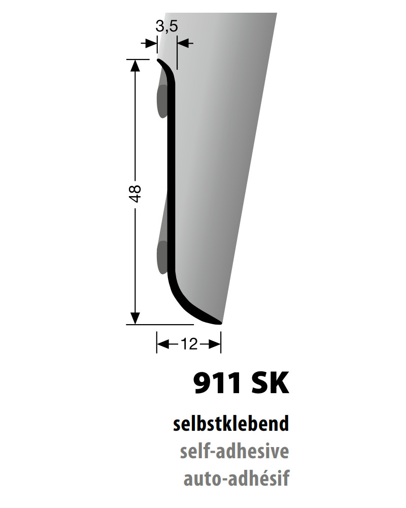 Küberit Alu Sockelleiste Typ 911 SK, 250 cm, silber (F4)