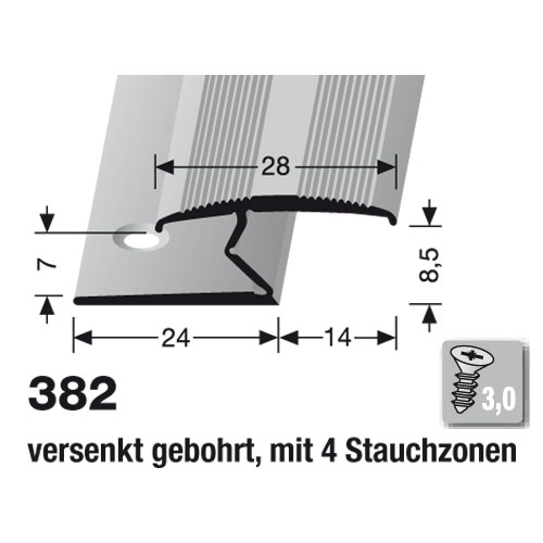 Küberit Alu Doppel-Einfassprofil Typ 382, 270 cm, gold (F5)