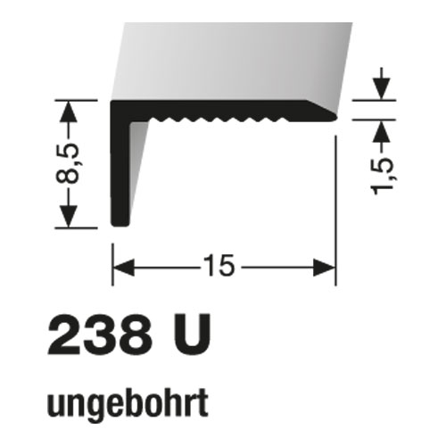 Küberit Winkelprofil Typ 238U 8.5 x 15 mm, ungebohrt, 270cm