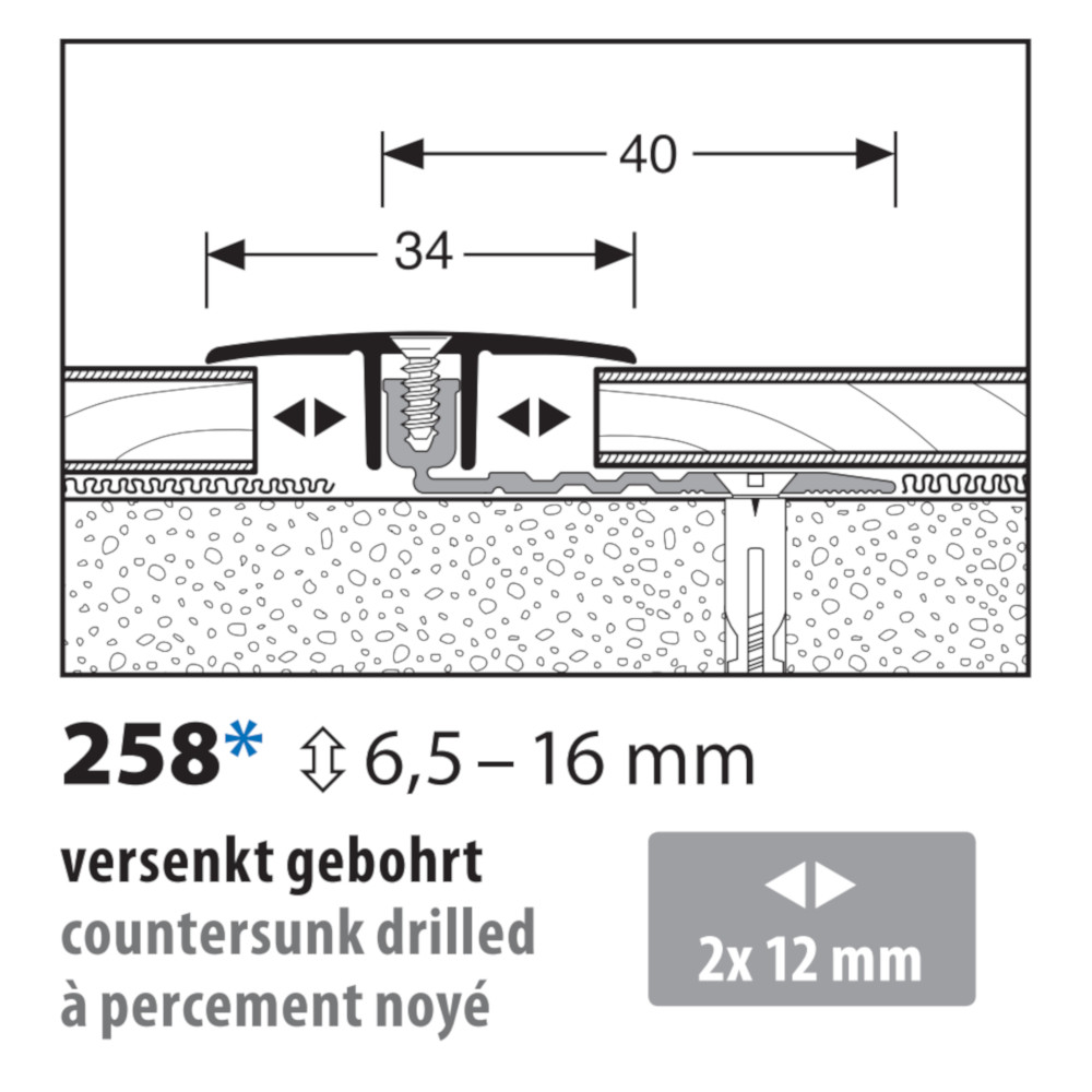 Küberit Übergangsprofil PPS®-Champion smart 4.0 Typ 258, 300 cm, edelstahloptik f.g. (F2G)