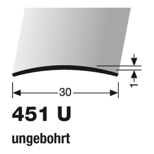 KÜBERIT Übergangsprofil 30mm, T451U 500 cm, Edelstahl poliert (F8)