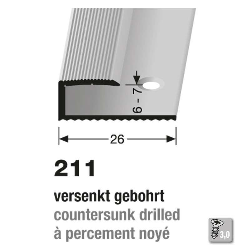 Küberit Alu Einfassprofil Typ 211, 6-7 mm, 270 cm, edelstahloptik (F2)