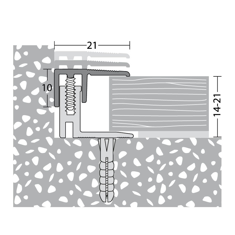 PRINZ LPS 220 XXL Abschlussprofil Nr. 225, 21 x 10 mm, 90 cm, silber