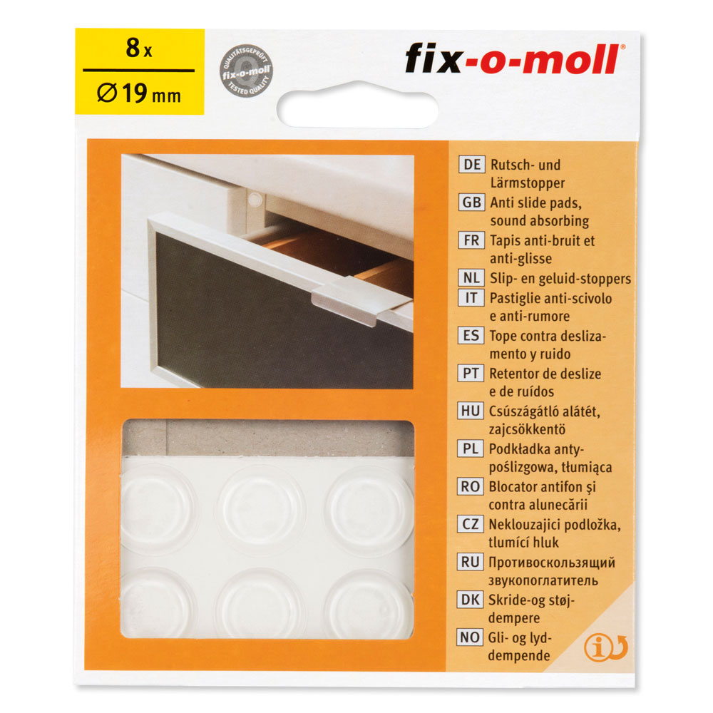 fix-o-moll Rutschstopper und Lärmstopper Ø 19 mm x 1,9 mm, 1 VE = 8 Stück