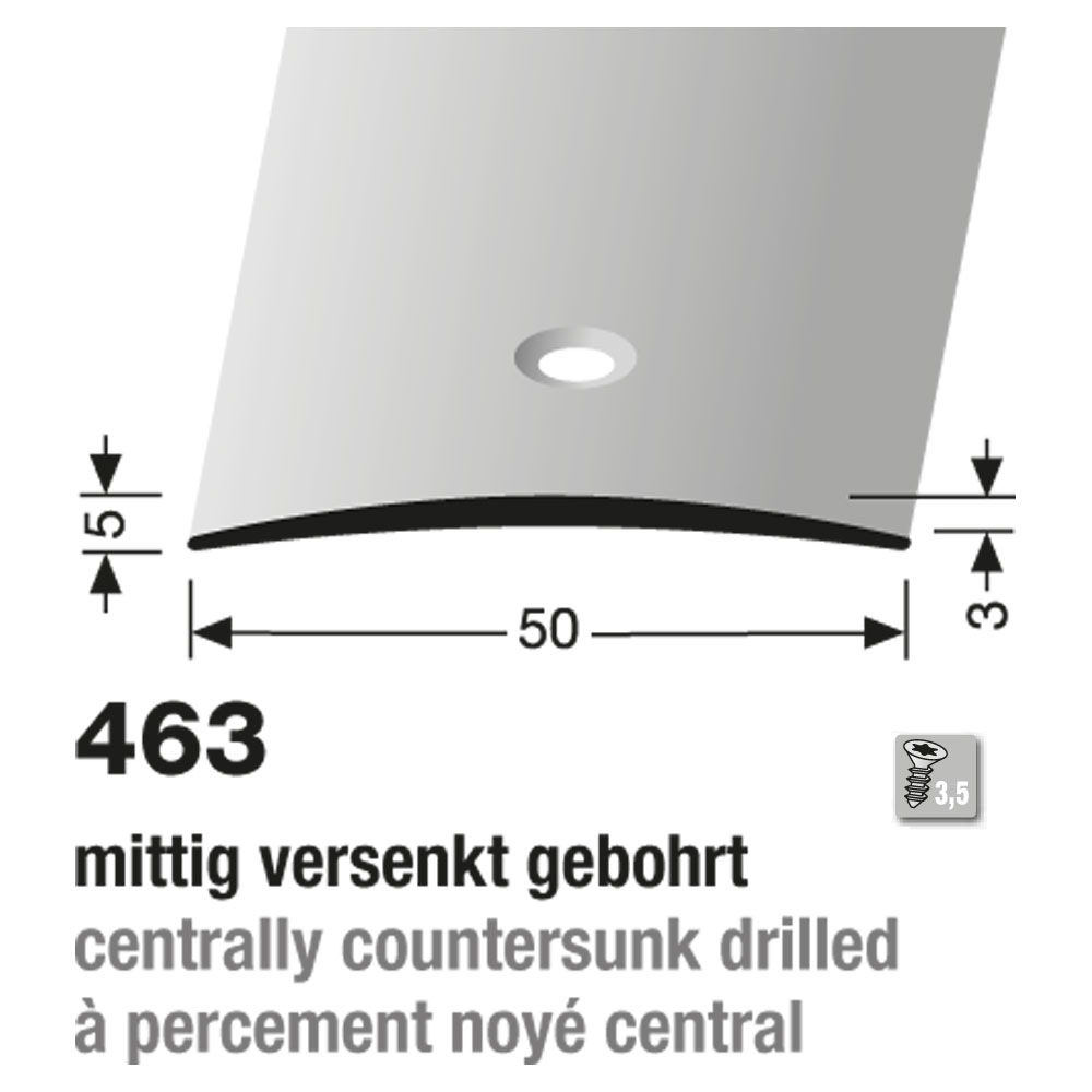 Küberit Alu Übergangsprofil 50 mm, Typ 463, 500 cm, silber (F4)