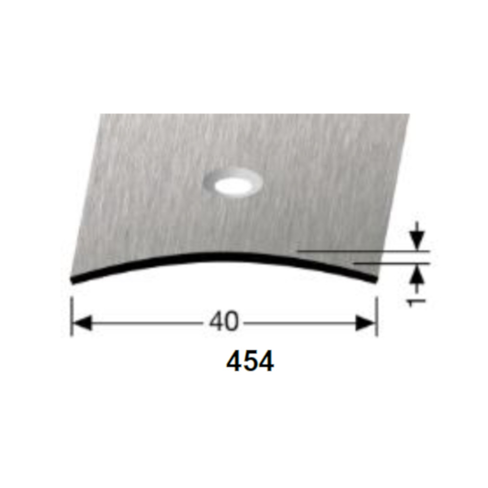 Küberit Übergangsprofil 40 mm, 1,0 mm, Typ 454, 270 cm, Edelstahl gebürstet (F8G)